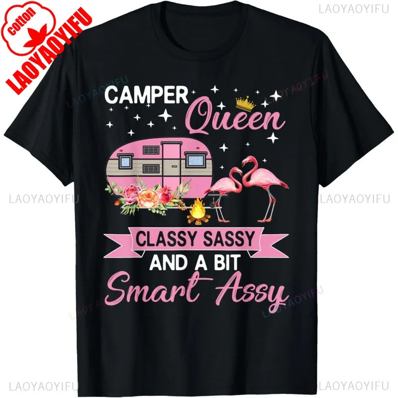 Camper Nữ Hoàng Áo Thun Nữ Phong Cách Cổ Điển Sassy Cắm Trại Thông Minh RV Quà Tặng Thường Ngày Cott