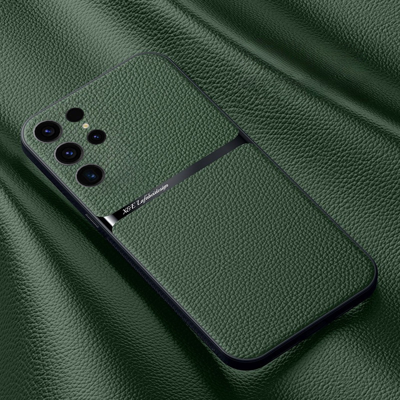 Ốp điện thoại Galaxy S26 Ultra Soft Silicone Litchi Pattern Matte Ultra Thin Da nam châm chống sốc Ố