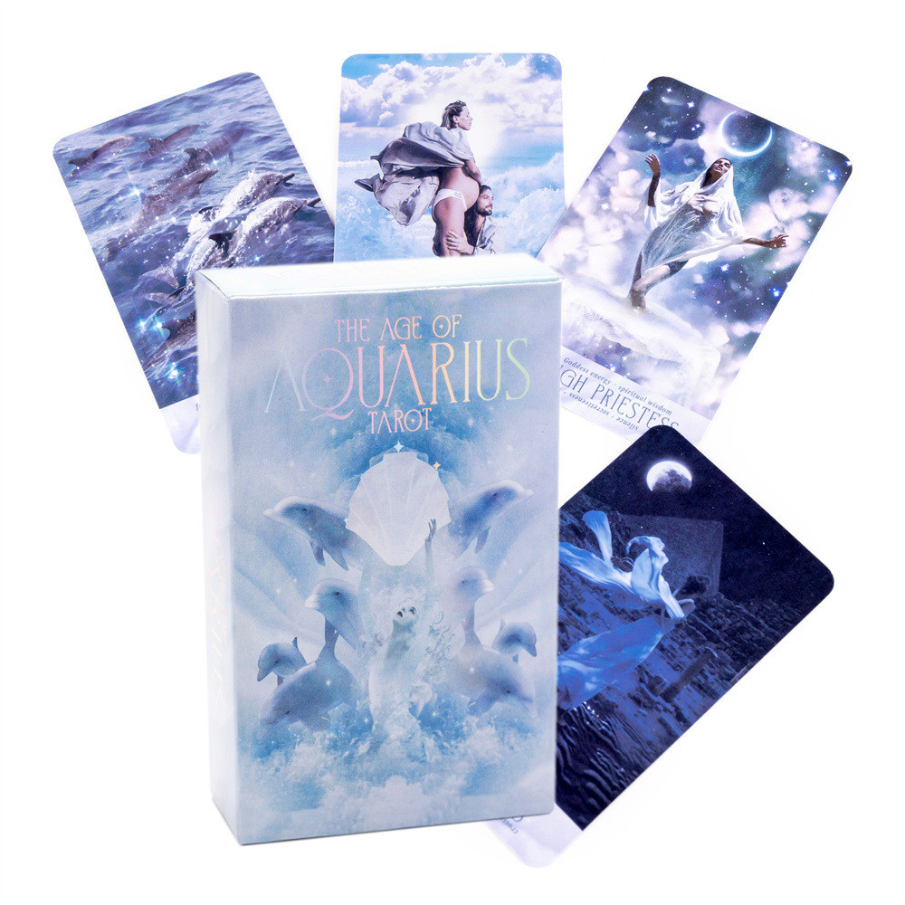 10.3 * 6cm Mười Hai Chòm Sao aquarius Tarot Thẻ Bảng Tiếng Anh Trò Chơi Thẻ Trò Chơi Tuổi Aquarius T
