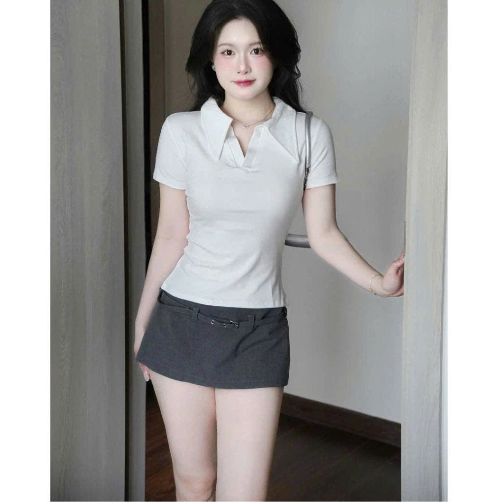 Áo Thun Nữ Cổ Sơ Mi Cotton Mịn Cao Cấp, Form Ôm Đẹp, Co Giãn Thoải Mái, Thanh Lịch | BigBuy360 - bigbuy360.vn