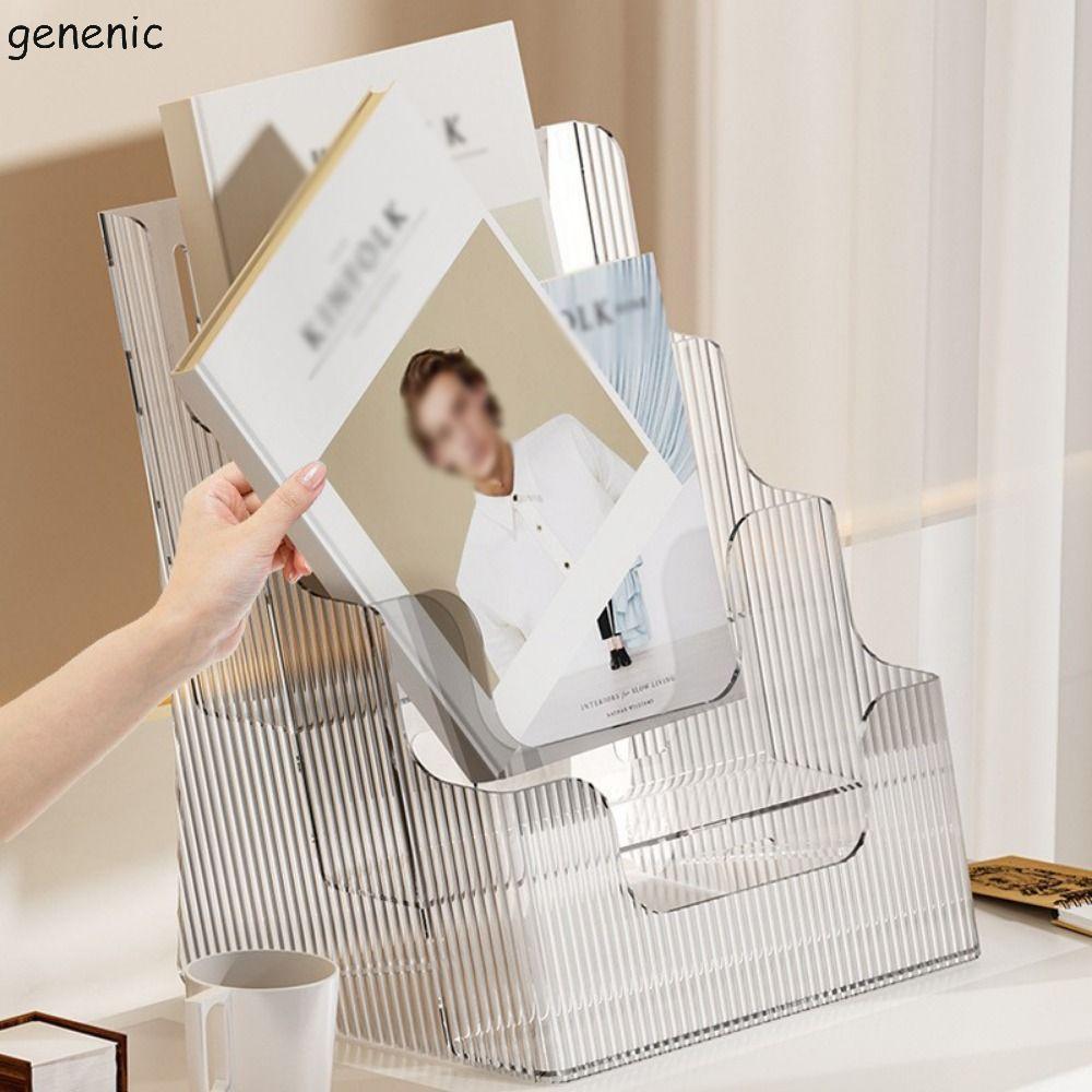 GENENIC Pamphlet Flyer Organizer, Giá đỡ trưng bày tài liệu bằng nhựa 3 tầng, Giá đỡ tài liệu trong 