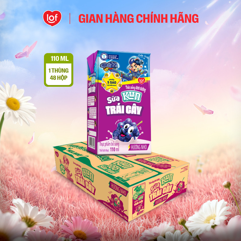 Sữa trái cây KUN vị nho thùng 48 hộp x 110ml