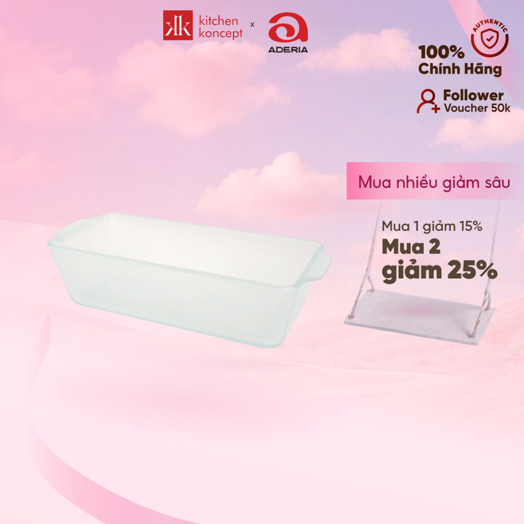 Khay nướng bánh Aderia Cera Bake hình chữ nhật sâu lòng - 0.8L