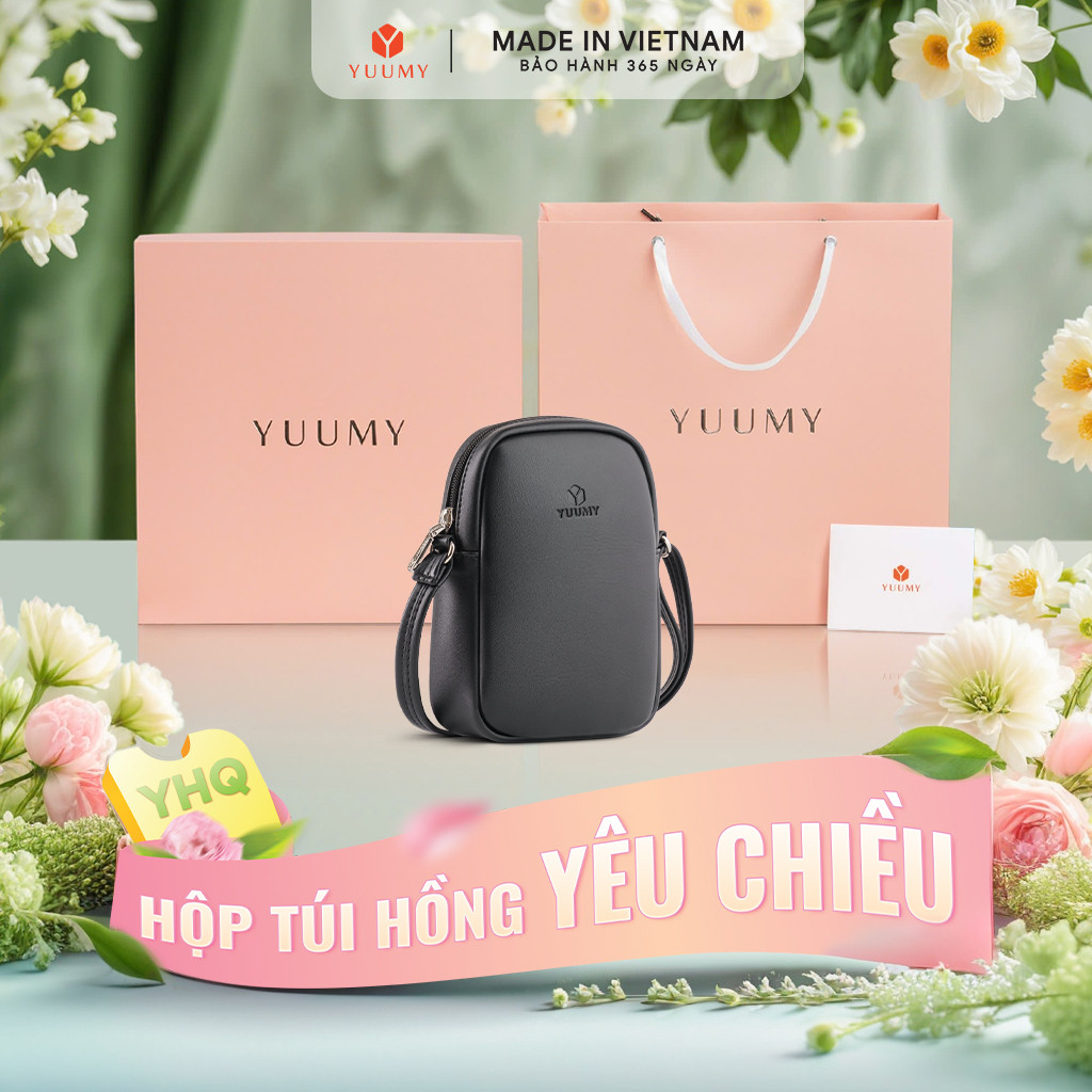 Bộ hộp quà YUUMY (Túi đeo chéo nữ YUUMY YN259 + Hộp quà YHQ2 + Túi giấy YTG2 + Túi rút BVR3838 + Thi