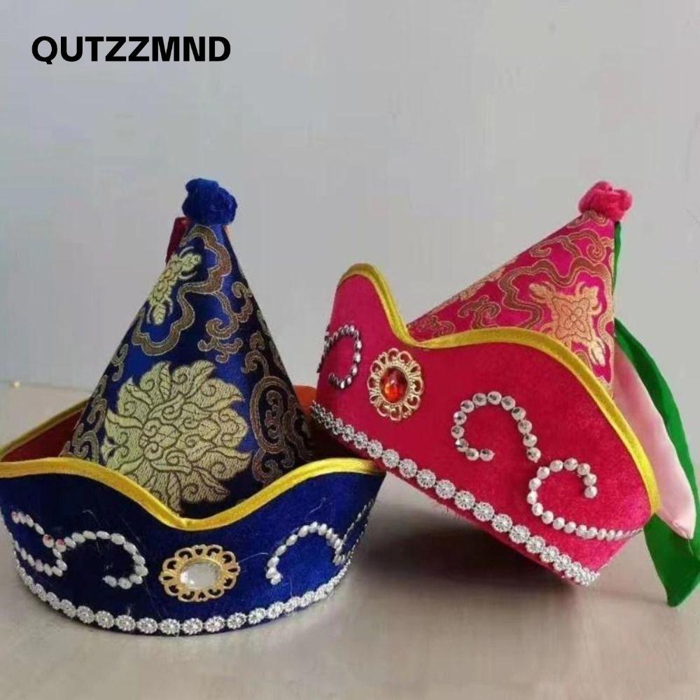 QUTZZMND Mũ Mông Cổ, Thiết Kế Cosplay Phong Cách Dân Tộc Hiệu Suất Mũ, Chất Lượng Cao Thoáng Khí Tru