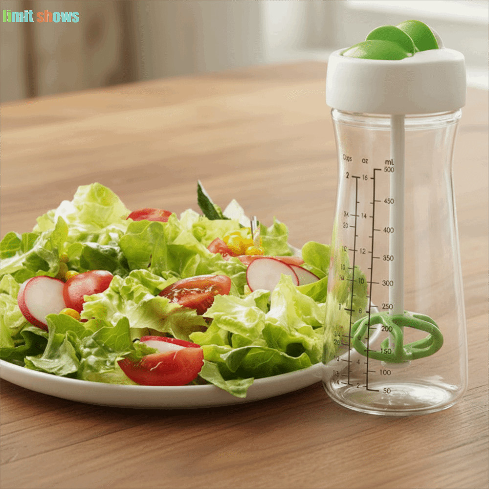 GIỚI HẠN SHOWS Salad Dressing Mix Cup, Chai đựng salad hiệu quả trong suốt, Tiện ích nhà bếp Tay qua