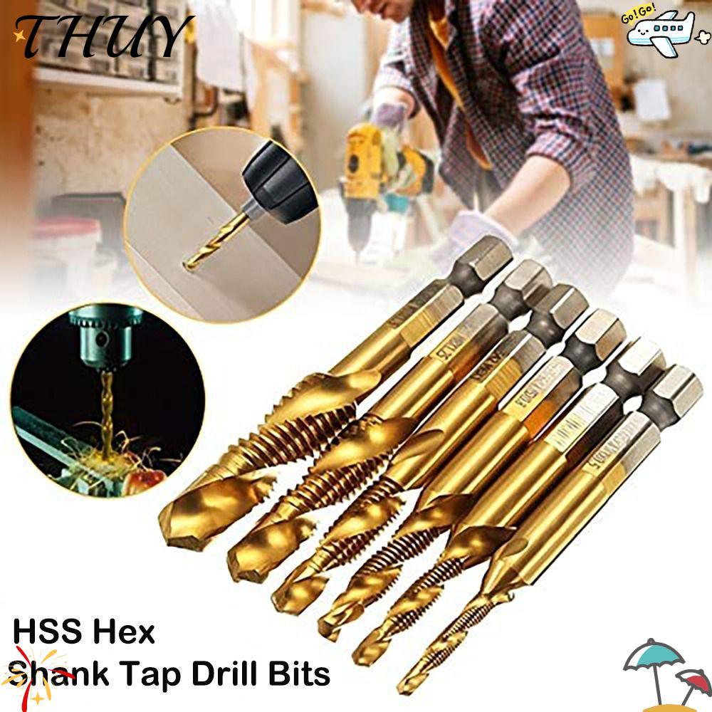 THUY Tap Drill Bit HSS Vít Thread Bit Dụng cụ cầm tay Tap Drill Bits Shank Tap Drill Bits