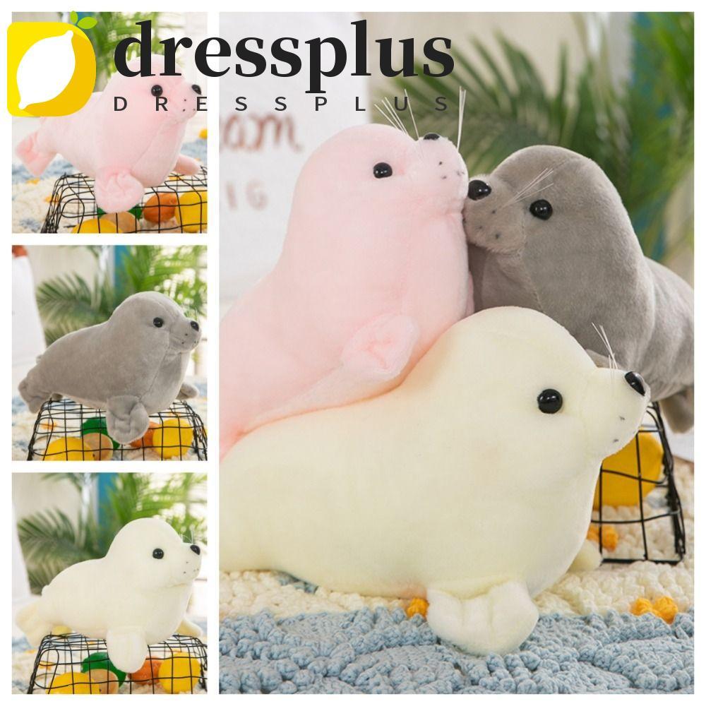 DRESSPLUS Seal Búp bê sang trọng, Gối động vật Fluffy Seal Đồ chơi nhồi bông sang trọng, Lông ấm cún