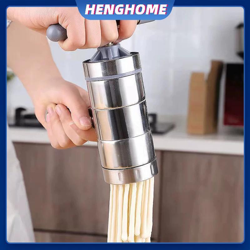 HENGHOME Thép không gỉ Làm Spaghetti Press Pasta Máy Hướng dẫn sử dụng Máy làm mì trái cây Máy ép trái cây với 2 hoặc 5 khuôn ép HENGHOME