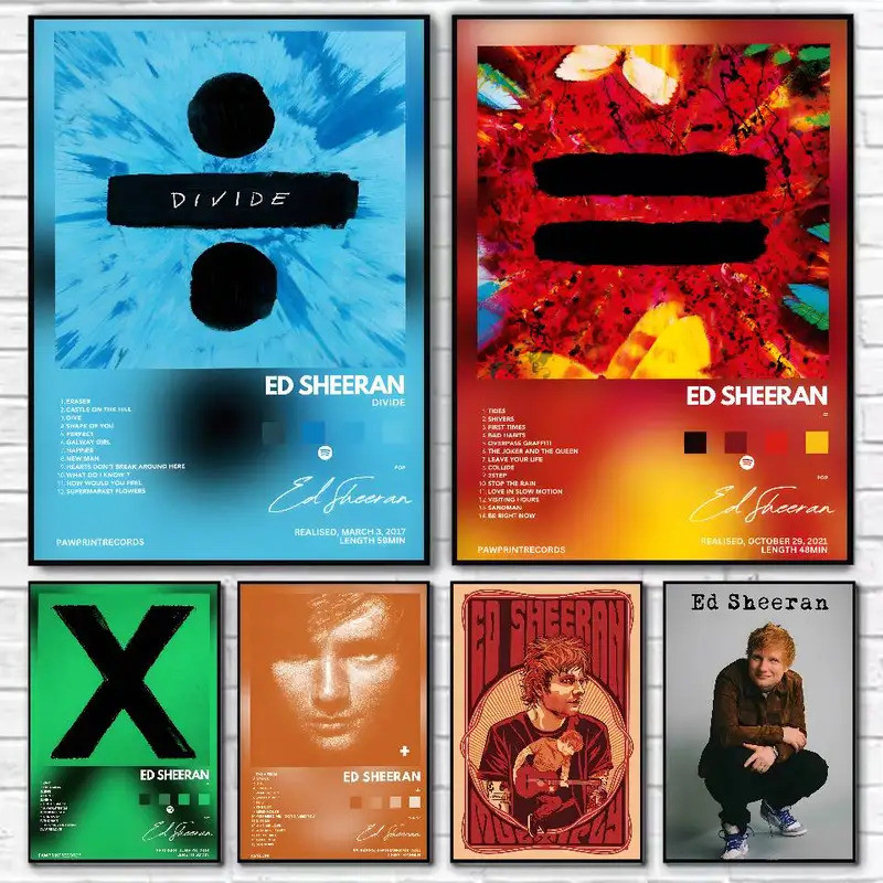 Ca Sĩ E-Ed Sheeran Poster HD Trang Trí Nhà Dính Tường Chống Thấm Nước Nhà Phòng Khách Thanh Thẩm Mỹ 