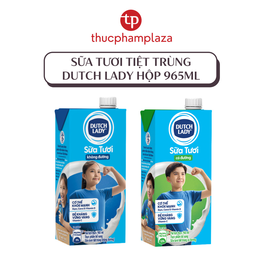 Sữa Tươi Tiệt Trùng Dutch Lady Có Đường Và Không Đường Hộp 965ml Thơm Ngon Bổ Dưỡng