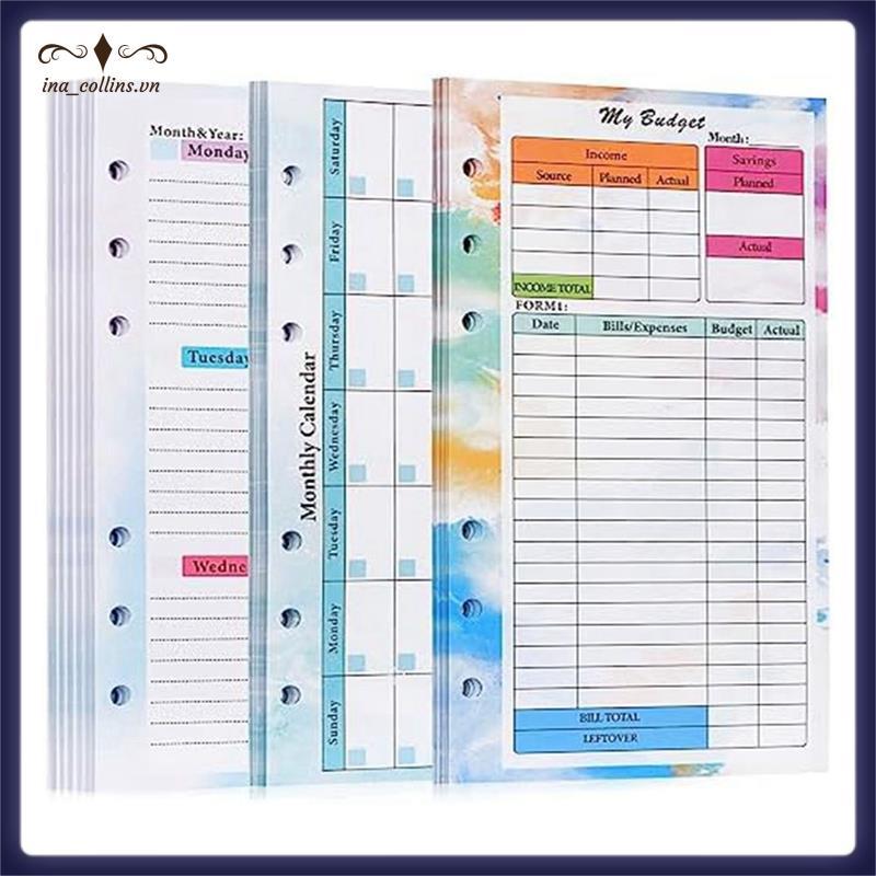 [ina _ collins.vn] 82 tờ A6 Lập kế hoạch ngân sách Refill Notepad Công cụ lập kế hoạch hàng tuần hàn