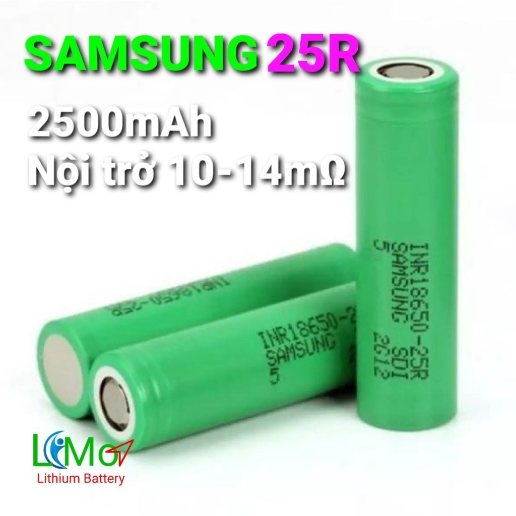sl. Cell pin sạc 18650 SAMSUNG 25r - 2500mAh. INR 18650 mới 100%. Hàng được test kĩ trước khi gửi - 