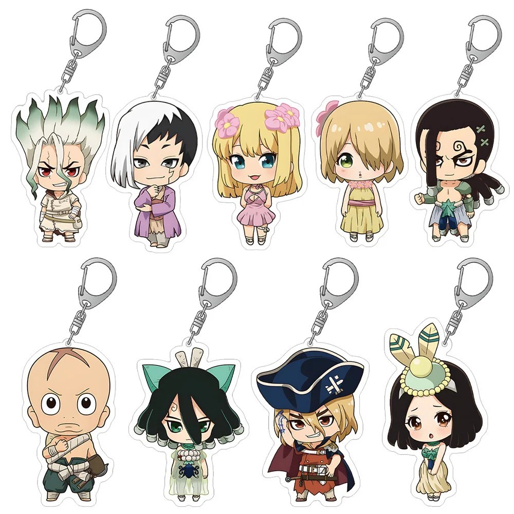 Móc khóa Anime Dr. Stone mô hình Chibi Senku Gen Ryusui Nanami Soyuz Kirisame Homura Momiji Acrylic 