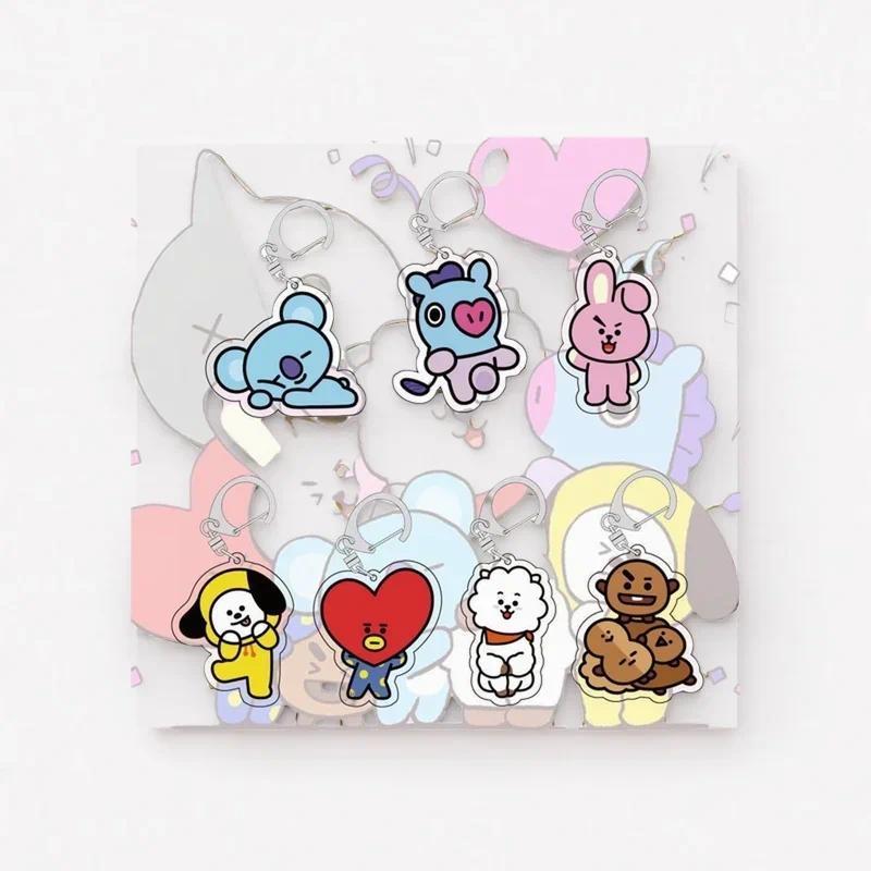 Anime BT21 Acrylic Keychain TATA KOYA RJ Cute Cartoon Student Backpack Decorative Gift