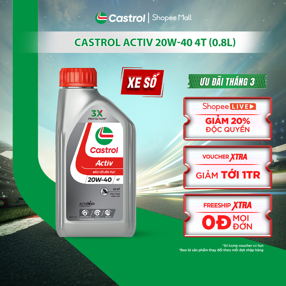 Dầu nhớt xe số Castrol ACTIV 20W-40 4T (0.8L)
