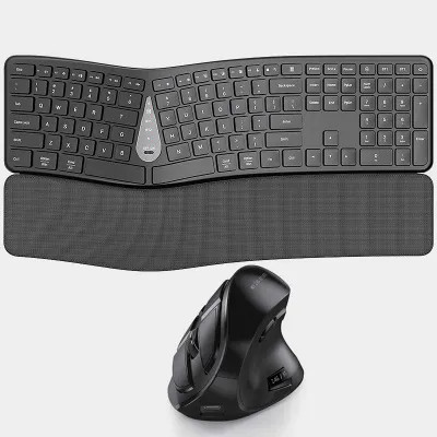 Bàn phím tiện dụng chia đôi JOMAA có cổ tay và lòng bàn tay Bluetooth + Bộ bàn phím và chuột không d