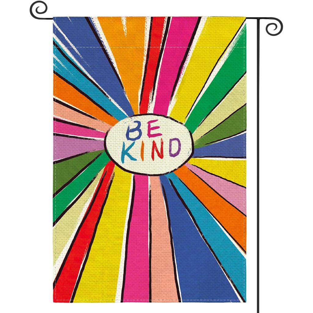 AVOIN colorlife Be Kind Rainbow Sunshine Pride Garden Flag Double Sided, LGBTQ Community Parade Gay 