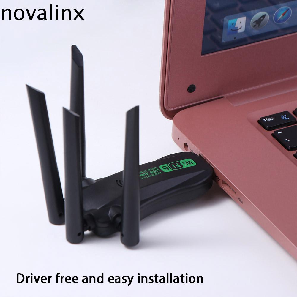 Bộ chuyển đổi USB WiFi6 băng tần kép NOVALINX, Bluetooth 5.4 AX900 900Mbps WiFi Dongle, Bộ thu cắm P