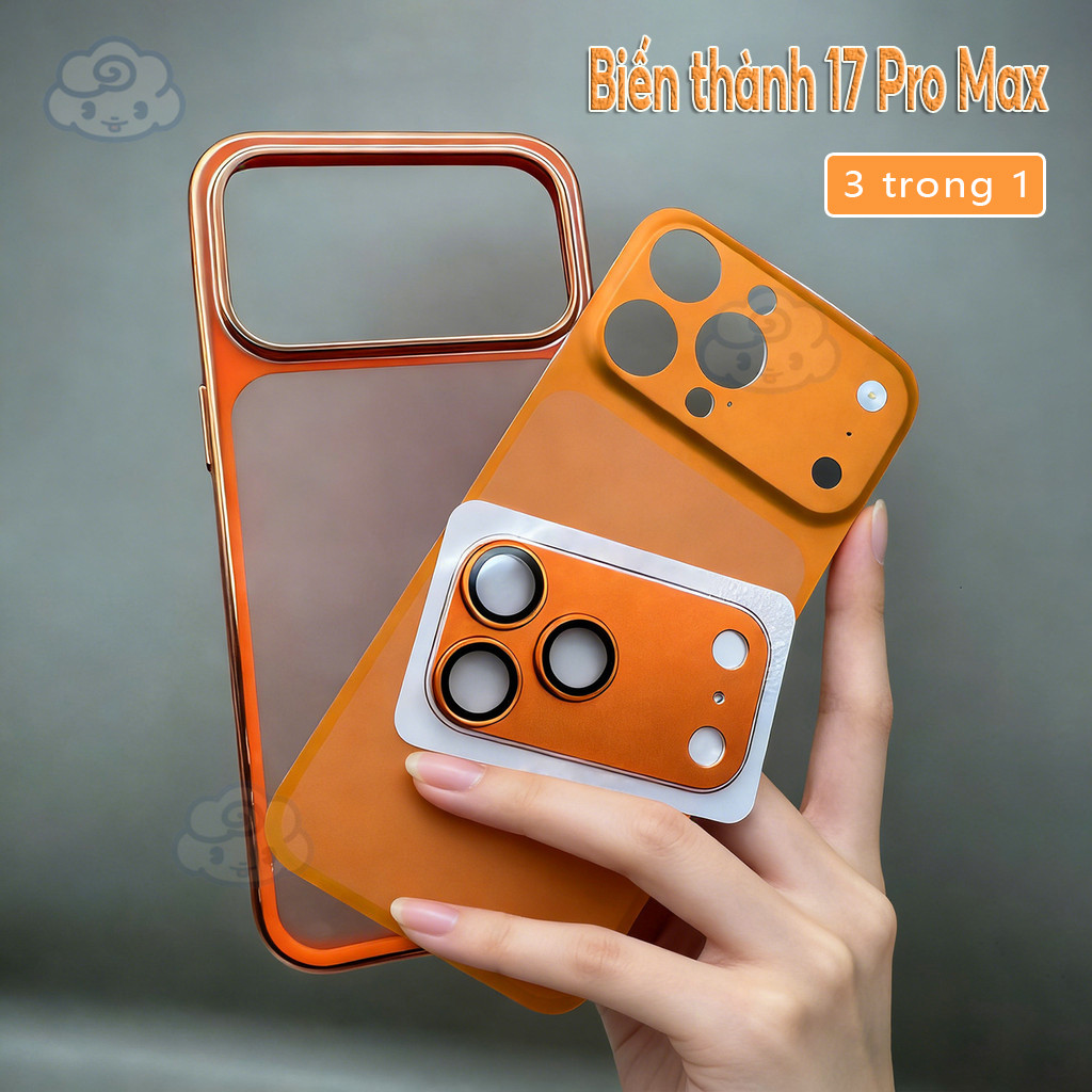 Biến thành 17 Pro Max Cho iPhone Air 17 Pro 16 15 14 13 Pro Max Chặn Ống Kính Flash Phim Acrylic Matte Backplate Vỏ Điện Thoại | BigBuy360 - bigbuy360.vn