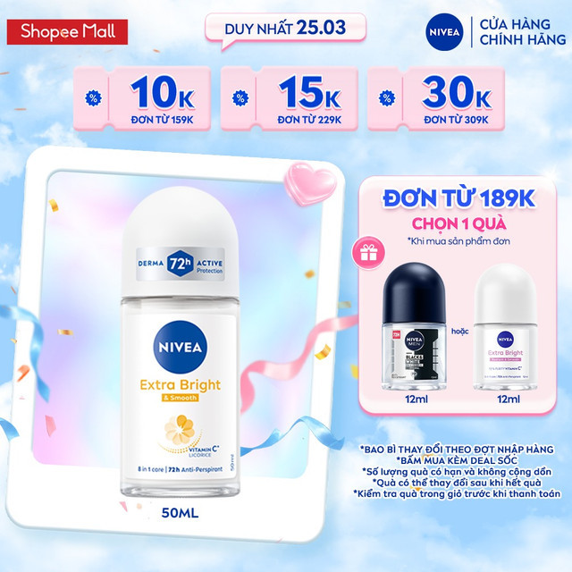 Lăn Khử Mùi Nữ NIVEA Dưỡng Sáng | Mờ Thâm | Se Khít Lỗ Chân Lông (50 ml) - 81644