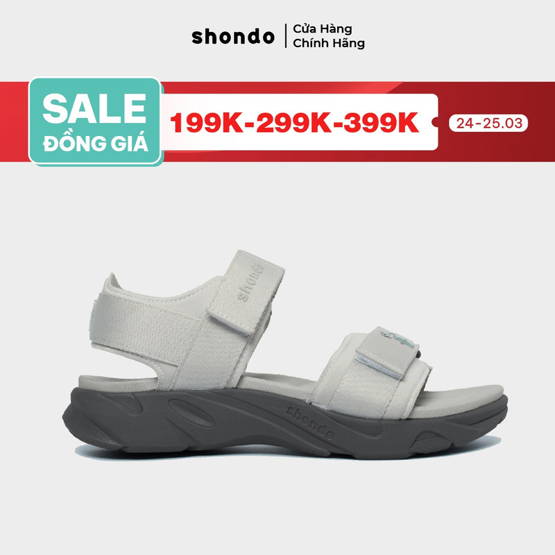 Giày Sandal Nam Nữ Shondo Êm Chân, Bền F8 Màu Xám F8M2220