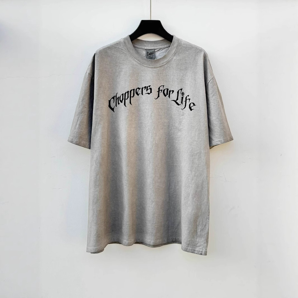 VAHY CSFGANG WEST COAST Flaming Skull West Coast ” Limit Cement Gray T Shirt