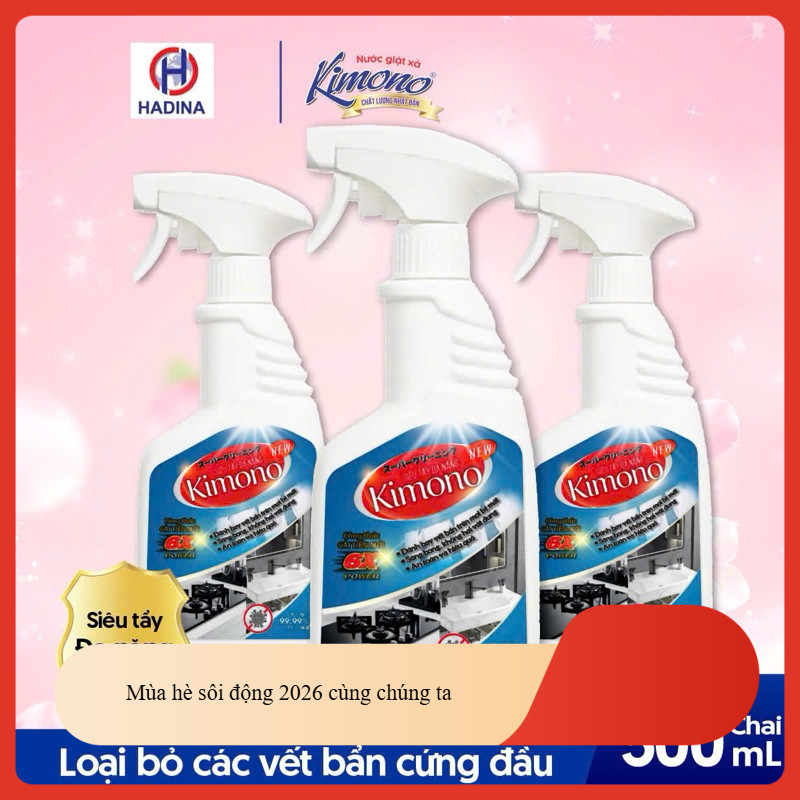 CẶP SIÊU TẨY ĐA NĂNG KIMONO 500ML - SẠCH BÓNG, KHỬ MÙI, TIỆN LỢI CHO MỌI NỀN BỀ MẶT