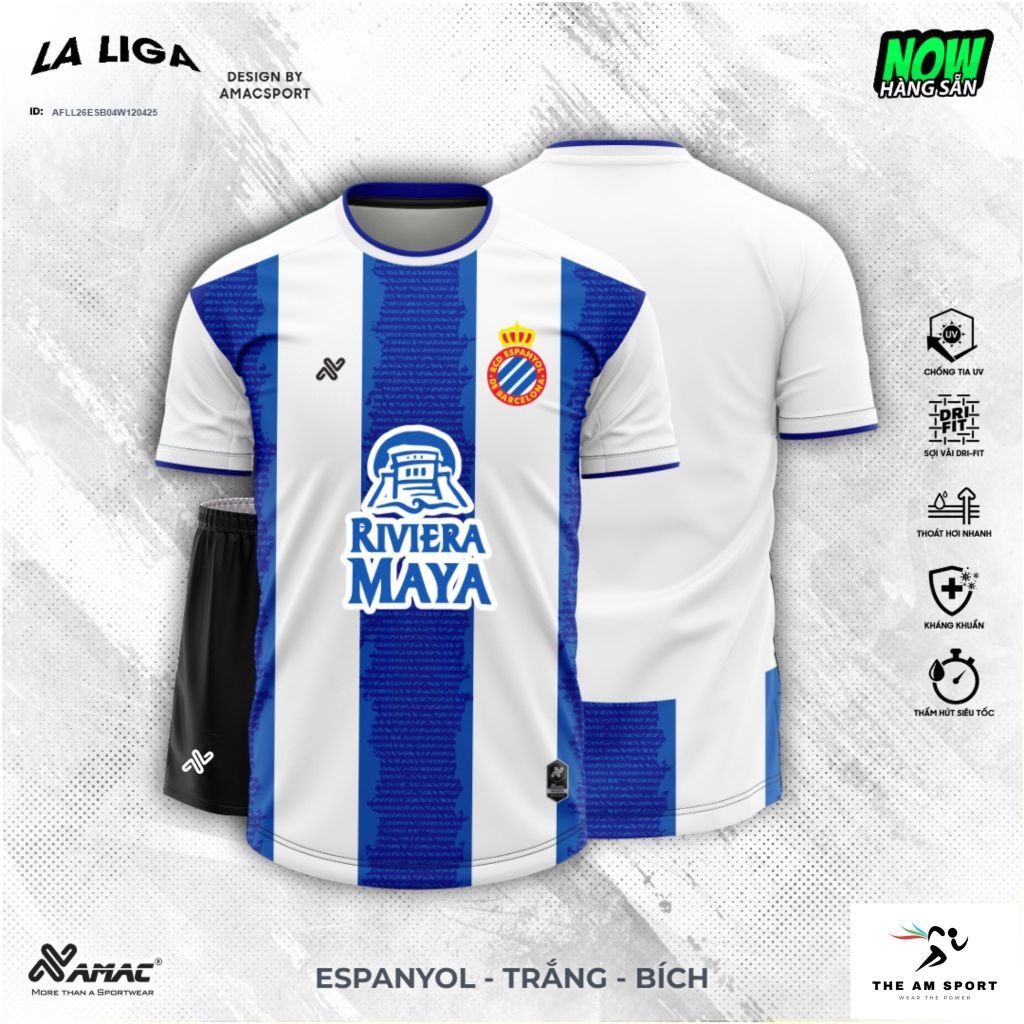 Bộ bóng đá AMAC Espanyol LALIGA 25/26 - Thiết kế thoáng khí và thấm hút mồ hôi
