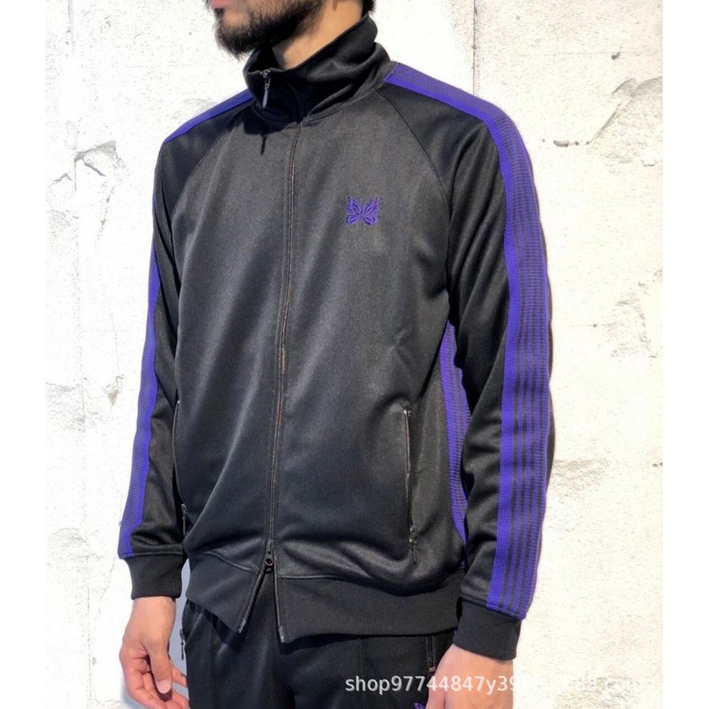 2DQJ Needles Track Embroidered vintage striped casual jacket made of sports fabric for men and women