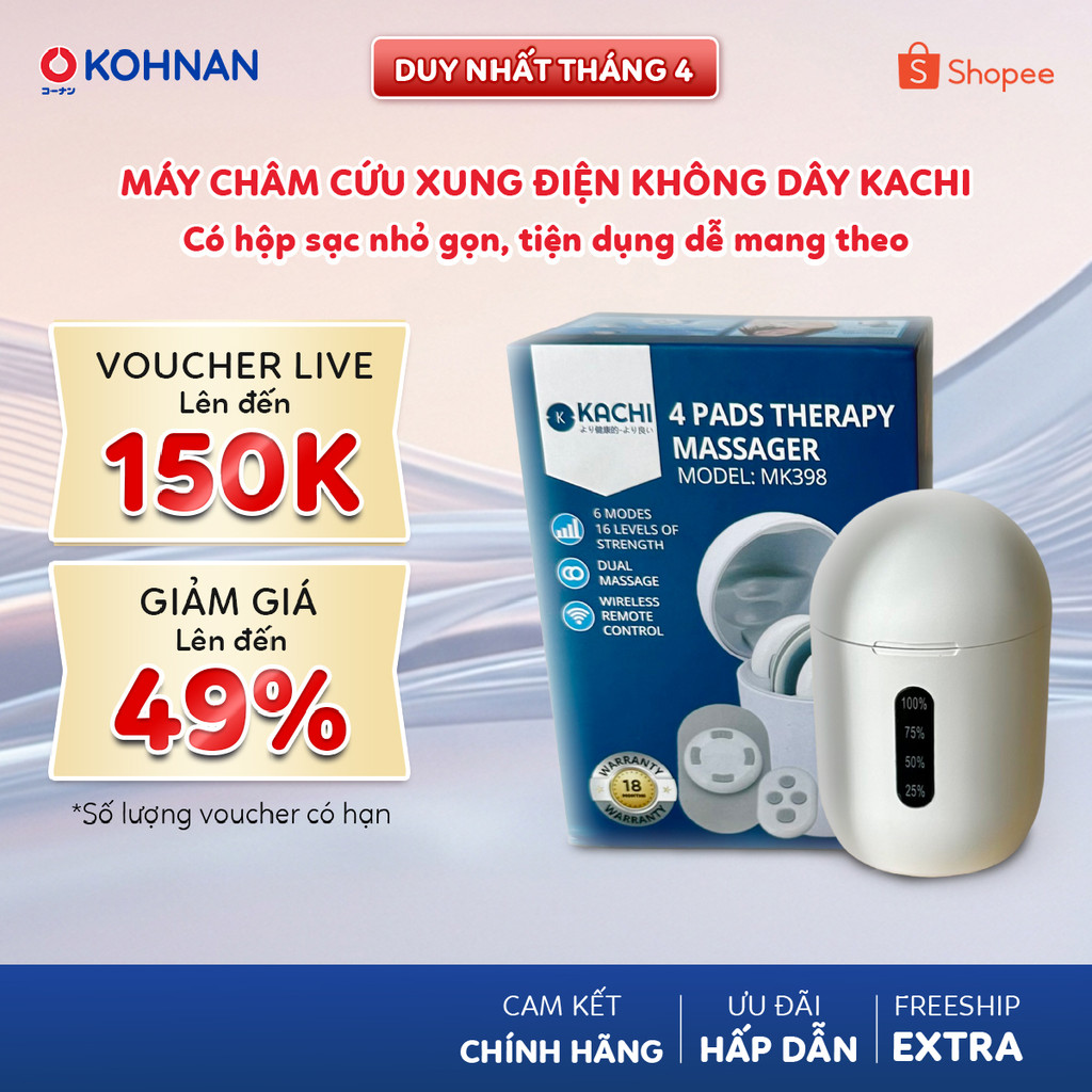 Máy châm cứu xung điện KACHI MK398 không dây thư giãn giảm đau, có hộp sạc nhỏ gọn, tiện dụng dễ man
