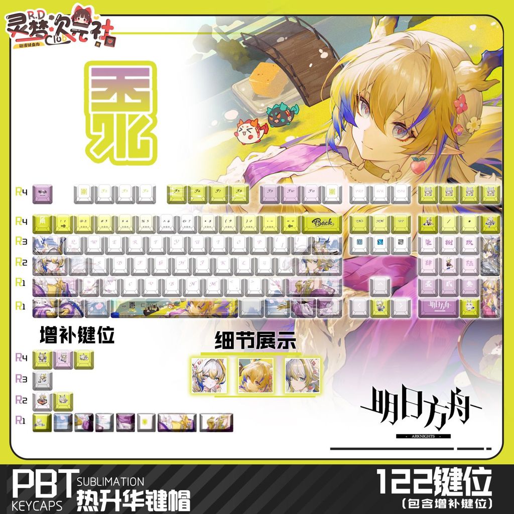 Keycap Shu Arknights | PBT Keycap Chính/Side Engraved Xuyên Đèn