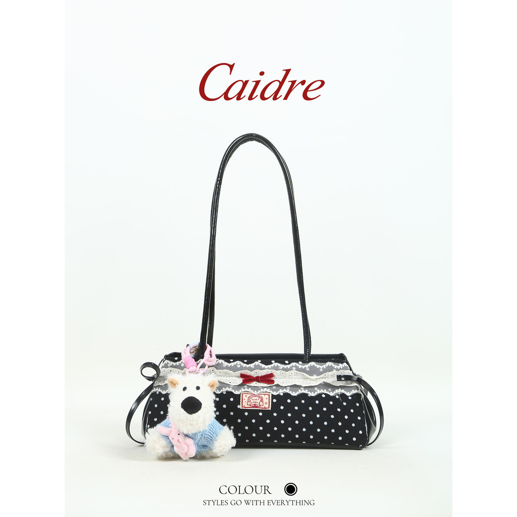 Caidre Vitality Puppy Polka Dot Baguette Túi Nơ Vai Nách Túi Xách