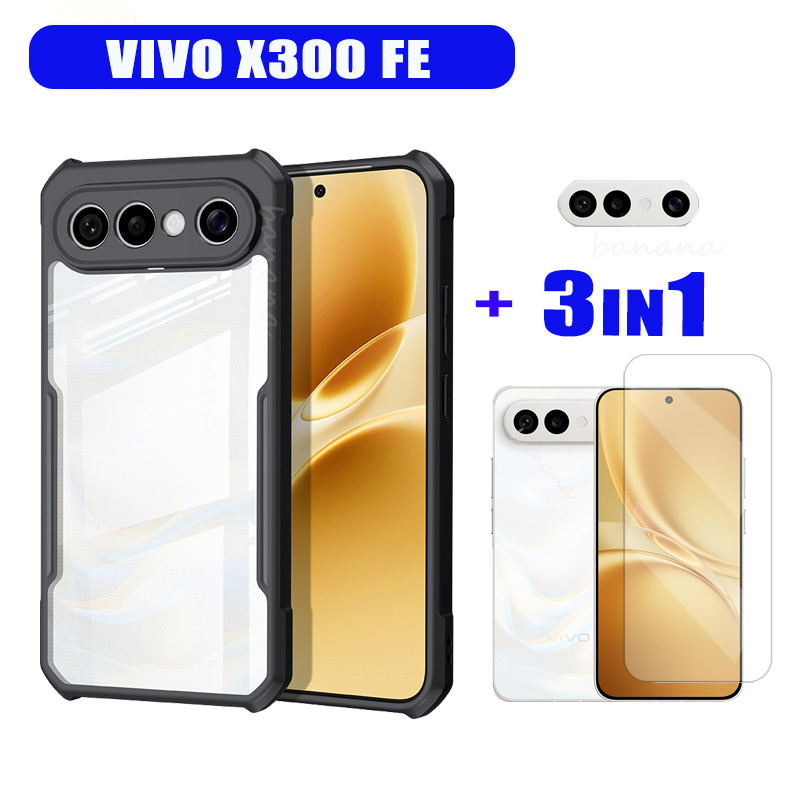 Ốp Điện Thoại Chống Sốc Vivo X300 FE Acrylic Cho Vivo X200 FE V70 FE V70Elite Kính Cường Lực Phim 3 