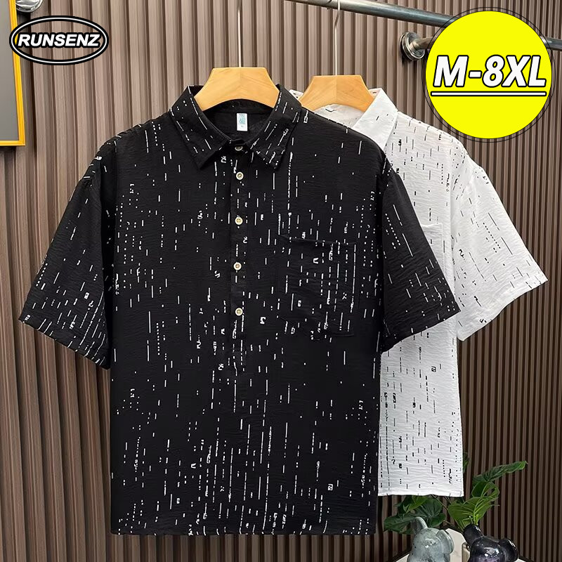 M-8XL Áo sơ mi nam thời trang sọc, oversize