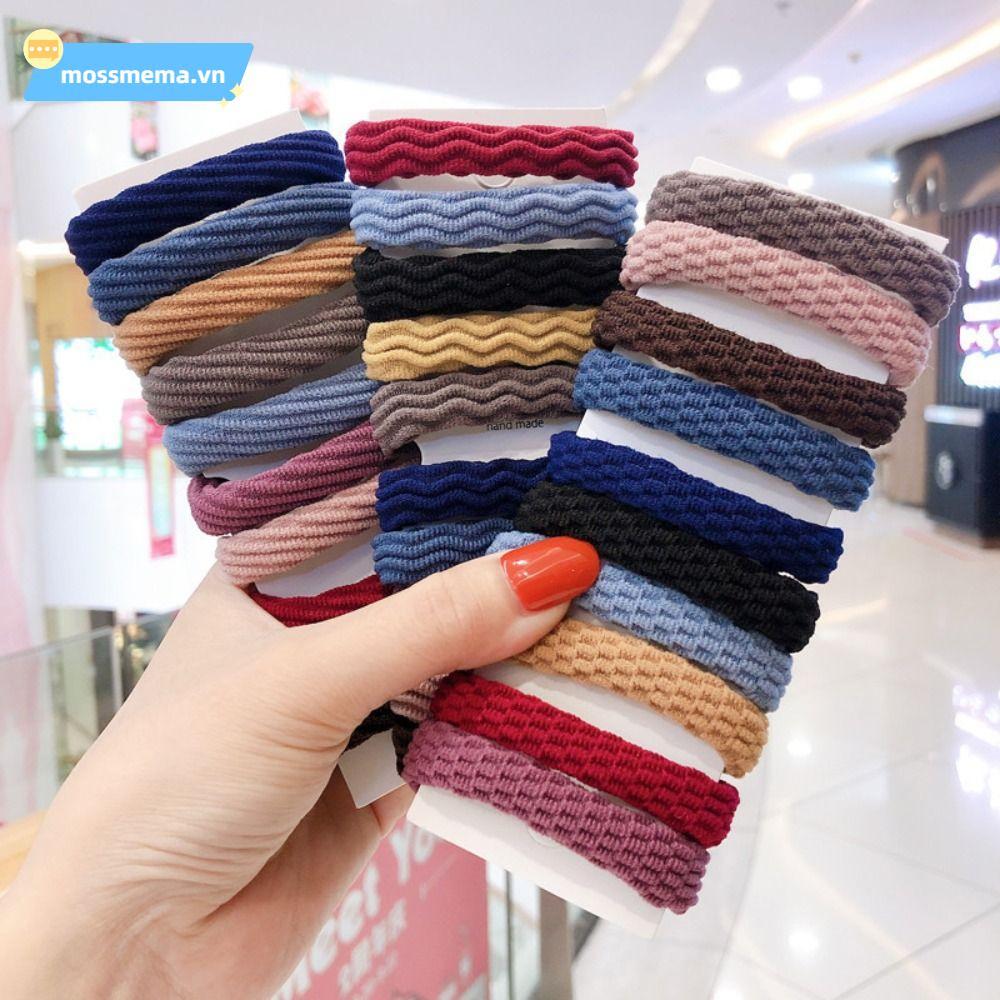 MOSSMEMA - 10 Dây Cao Su Co Giãn, Scrunchie Màu Trơn cho Tóc Đuôi Ngựa