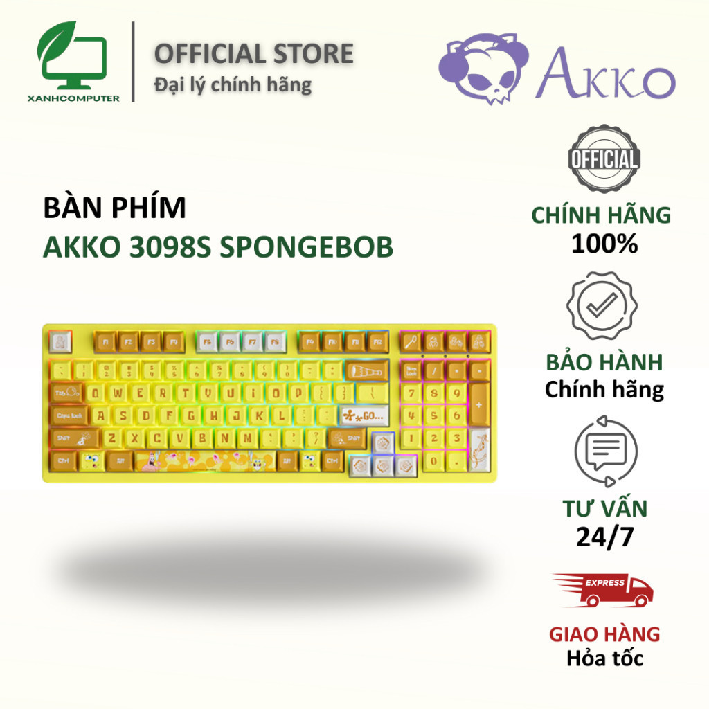 Bàn phím AKKO 3098S SpongeBob - Hàng chính hãng