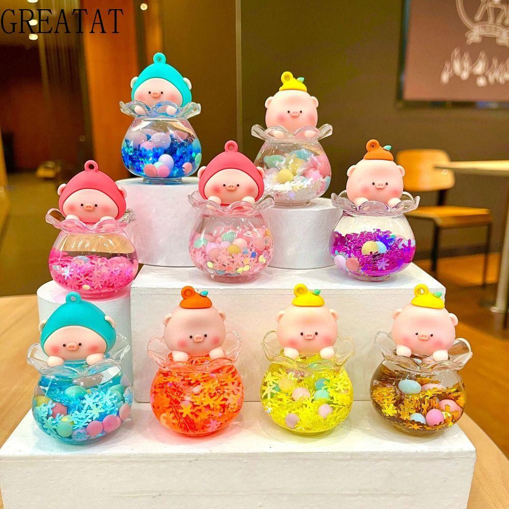 GREAT Desktop Piggy Đồ trang trí, Trang trí DIY Nhấp nháy Piggy Mini Fruit Piggy Đồ trang trí, Chai 