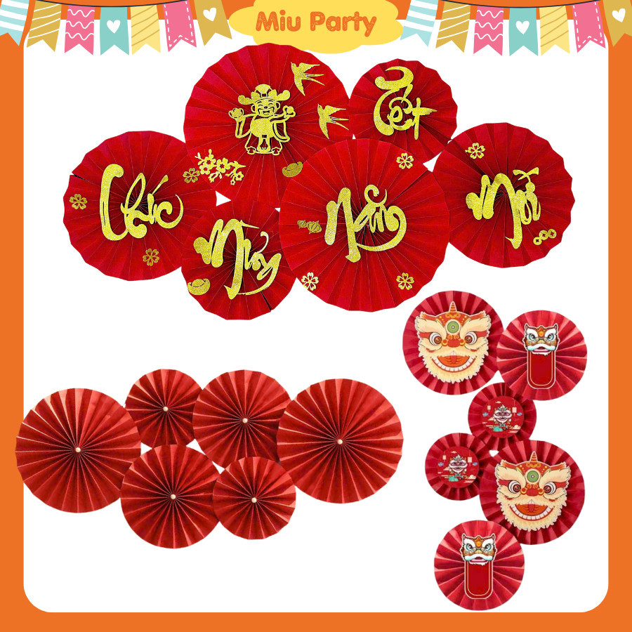 Set Quạt Giấy Trang Trí TẾT Decor Tiệc Cưới - Miu Party