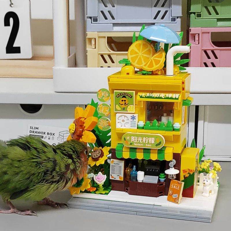 Flower Street Shop Lego Building Block Khách sạn Coffee Shop Dòng Street View Đồ chơi lắp ráp Quà tặ