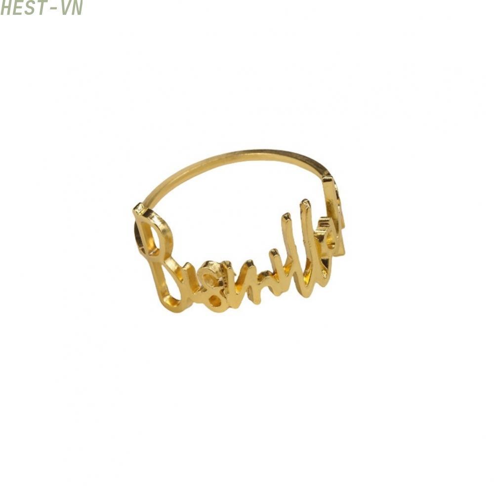 12pcs Easter Letter Napkin Rings Alloy Metal Luxury Table Setting Gold Hotel