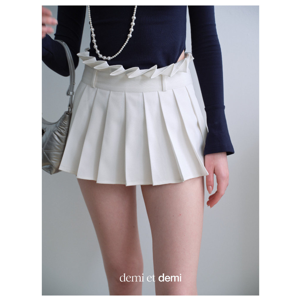 【demi et demi 】chân váy chữ a che bụng Nữ chân váy mini tennis  xếp ly ngắn quần giả váy