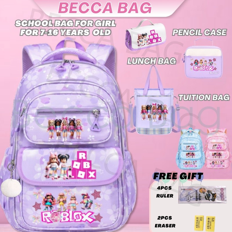 Beccabag ROBLOX balo cho bé balo chống gù balo trẻ em tiểu học bé trai siêu nhẹ cặp đi học túi Nữ đi