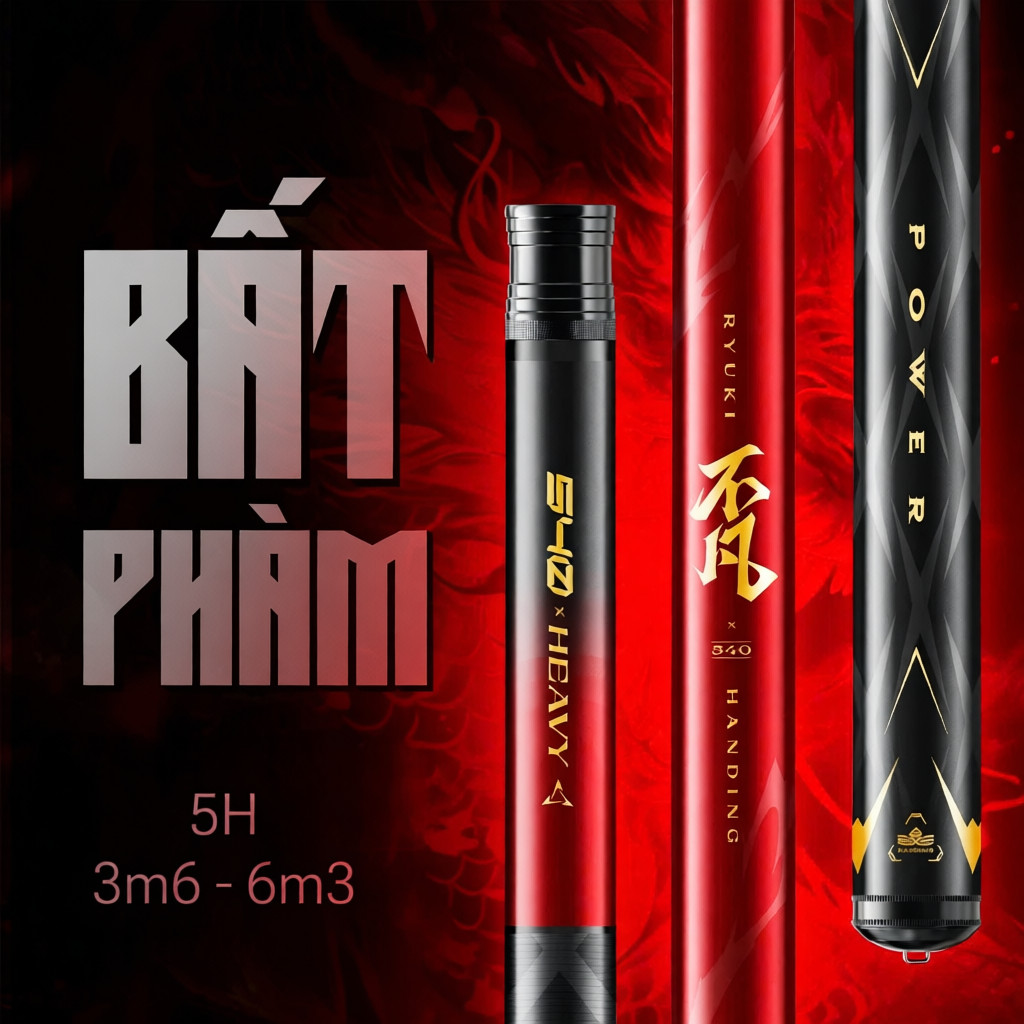 Cần săn hàng Handing Ryuki Bất Phàm Độ Cứng 5h-28i, Chuyên rô, diếc, chép tặng ngọn phụ, trục