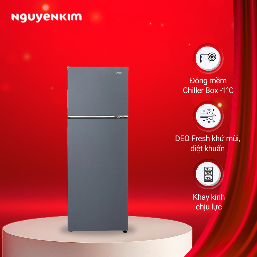 Tủ lạnh 2 cánh Aqua Inverter 283 lít ngăn đông trên AQR-T299FA(SL)