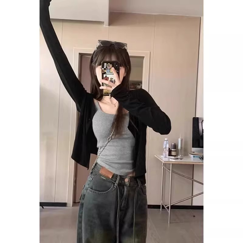 Áo chống nắng khoác bigsize nữ form rộng Cổ tròn màu xám mỏng phong cách mới mùa hè | BigBuy360 - bigbuy360.vn