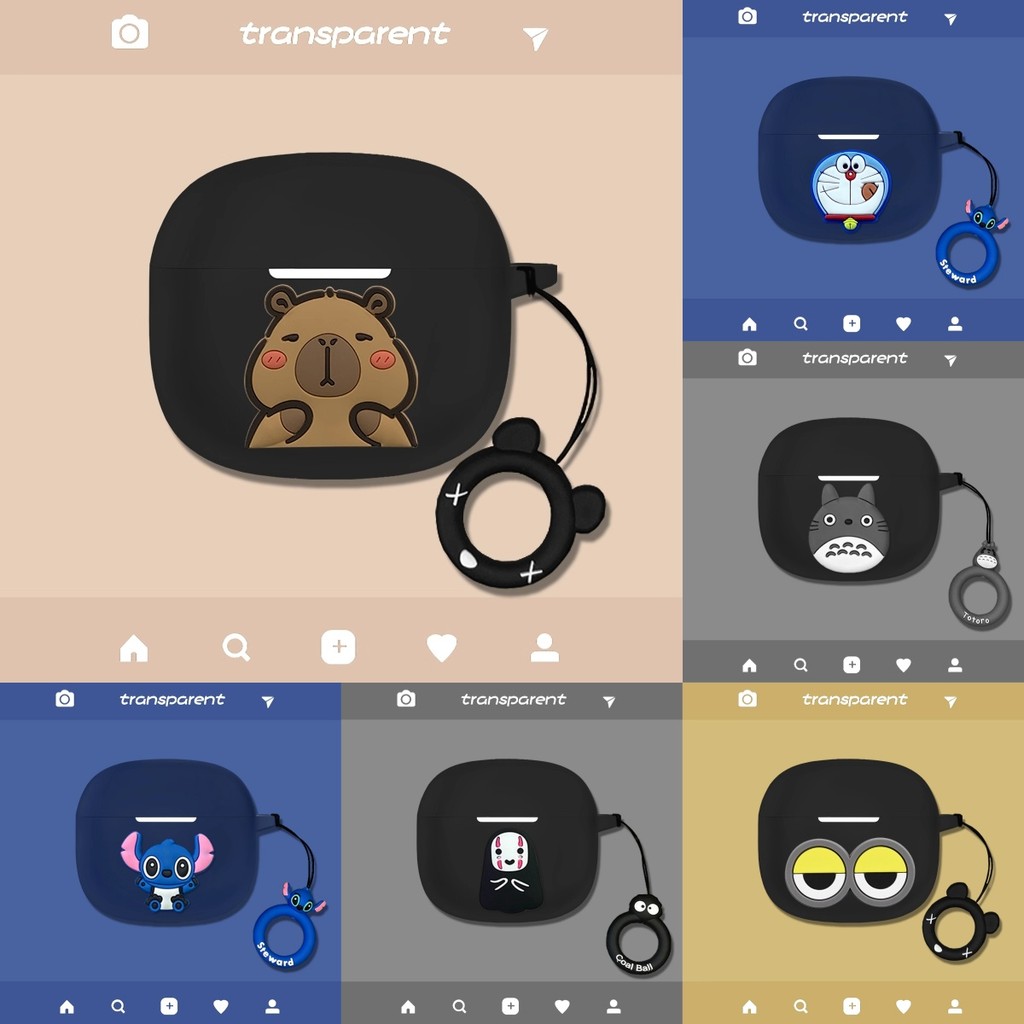 for EDIFIER W320TN Case Cute Silicone Soft Case Cartoon Totoro Stitch Finger Ring Lanyard Suitable f