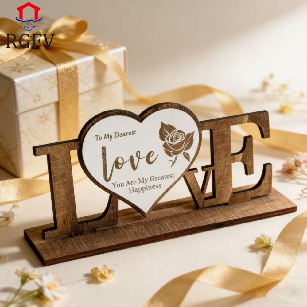 RGFV Đồ Trang Trí Bằng Gỗ, Quà Tặng Kỷ Niệm Thủ Công Bộ Chữ Bằng Gỗ, Quà Tặng Nền Tảng Tình Yêu Chất