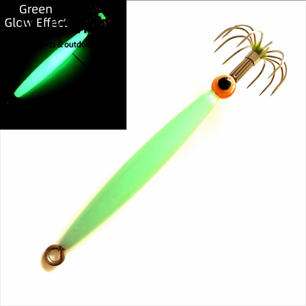 Muvako Luminous/Pink Octopus Bait Noctilucent Fishing Tackle Squid Hook with fish eyes Simulation Sl