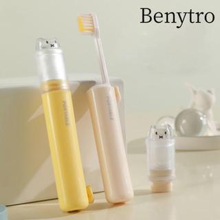 Hộp đựng kem đánh răng BENYTRO, Bàn chải đánh răng du lịch Mini có thể gập lại, Hộp lưu trữ ống kem đánh răng di động 2 trong 1 dễ thương cho du lịch cắm trại ngoài trời